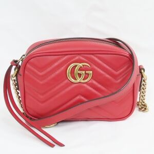 Gucci Leather Shoulder Bag GG Marmont Camera
